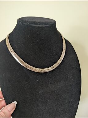 Vintage Gold-Tone Herringbone Necklace - Women's Jewelry